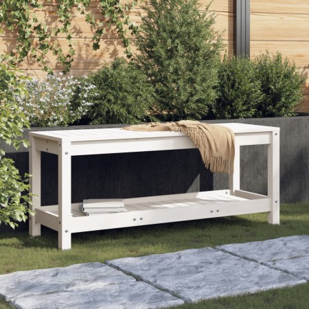 Gartenbank aus massivem weißem Kiefernholz 108x35x45 cm von , Gartenbänke - Ref: Foro24-832383, Preis: 93,69 €, Rabatt: %