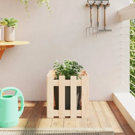 Jardinera con diseño de valla madera maciza de pino 40x40x40 cm de , Maceteros y jardineras - Ref: Foro24-832447, Precio: 21,...