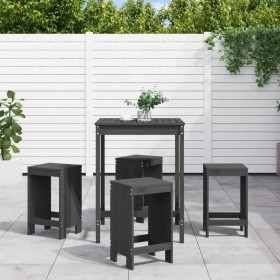 5-piece gray pine wood garden table and high stools set by , Garden sets - Ref: Foro24-3157741, Price: 318,06 €, Discount: %