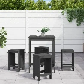 5-piece gray pine wood garden table and high stools set by , Garden sets - Ref: Foro24-3157741, Price: 313,61 €, Discount: %