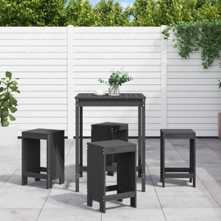 5-piece gray pine wood garden table and high stools set by , Garden sets - Ref: Foro24-3157741, Price: 318,06 €, Discount: %
