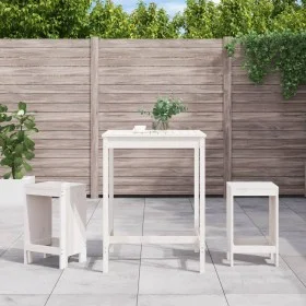 3-teiliges Set mit Gartentisch und hohen Hockern aus weißem Kiefernholz von , Gartensets - Ref: Foro24-3157734, Preis: 208,02...