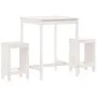 3-teiliges Set mit Gartentisch und hohen Hockern aus weißem Kiefernholz von , Gartensets - Ref: Foro24-3157734, Preis: 208,02...