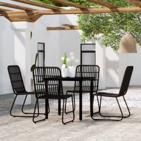 Juego de comedor de jardín 5 piezas negro en Conjuntos de jardín | Comprar online en Foro24