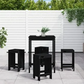 5-piece black pine wood garden table and high stools set by , Garden sets - Ref: Foro24-3157743, Price: 312,76 €, Discount: %