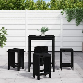 Set de mesa y taburetes altos jardín 5 piezas madera pino negro de , Conjuntos de jardín - Ref: Foro24-3157743, Precio: 316,6...