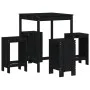 5-piece black pine wood garden table and high stools set by , Garden sets - Ref: Foro24-3157743, Price: 312,74 €, Discount: %