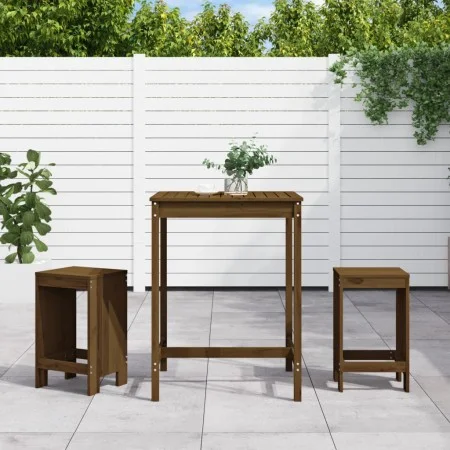 Garden table and high stools 3 pieces honey brown pine wood by , Garden sets - Ref: Foro24-3157736, Price: 208,16 €, Discount: %