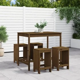 Hoher Gartentisch und Hocker, 5 Stück, honigbraunes Kiefernholz von , Gartensets - Ref: Foro24-3157748, Preis: 332,69 €, Raba...