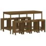 High garden table and stools 9 pcs honey brown pine wood by , Garden sets - Ref: Foro24-3157760, Price: 617,06 €, Discount: %