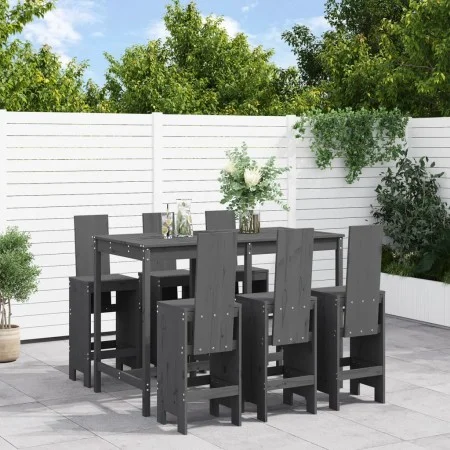 Set de mesa y taburetes altos jardín 7 piezas madera pino gris de , Conjuntos de jardín - Ref: Foro24-3157783, Precio: 579,43...