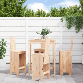 Set de mesa y taburetes altos jardín 5 pzas madera maciza pino