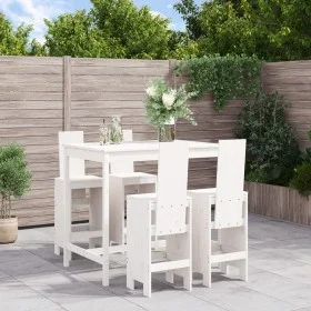5-piece white pine wood garden table and high stools set by , Garden sets - Ref: Foro24-3157776, Price: 397,45 €, Discount: %