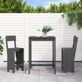3-piece gray pine wood garden table and high stools set by , Garden sets - Ref: Foro24-3157795, Price: 231,07 €, Discount: %