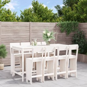 Garden table and high stools 9 pcs solid white pine wood by , Garden sets - Ref: Foro24-3157818, Price: 706,47 €, Discount: %