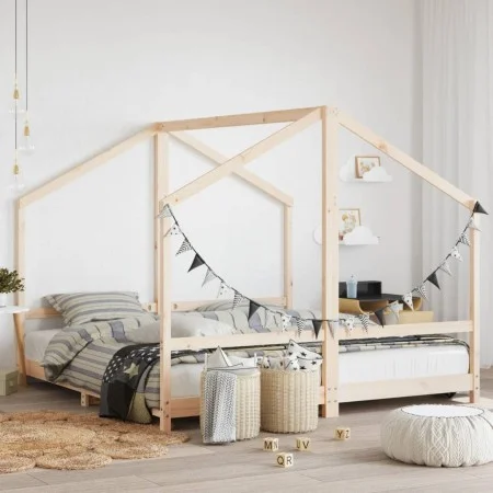 Children's bed frame solid pine wood 2x(90x160) cm by , Cribs and beds for children - Ref: Foro24-3200598, Price: 225,42 €, D...