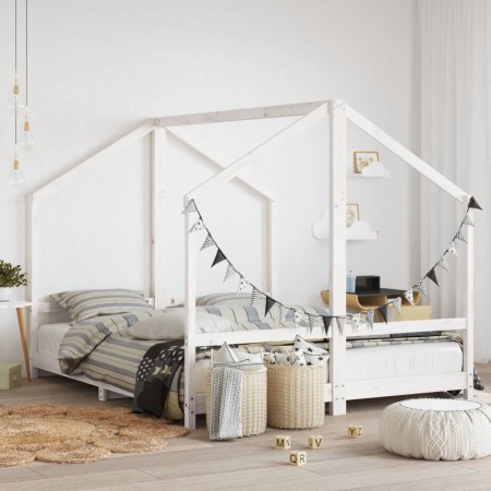White pine wood children's bed frame 2x(80x200) cm by , Cribs and beds for children - Ref: Foro24-3200587, Price: 271,17 €, D...