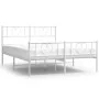 Metal bed frame with headboard and white footboard 160x200 cm by , Beds and slatted bases - Ref: Foro24-355533, Price: 136,11...