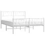 Metal bed frame with headboard and white footboard 160x200 cm by , Beds and slatted bases - Ref: Foro24-355533, Price: 136,11...