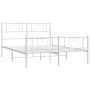 Metal bed frame with headboard and white footboard 160x200 cm by , Beds and slatted bases - Ref: Foro24-355533, Price: 136,11...