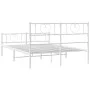 Metal bed frame with headboard and white footboard 160x200 cm by , Beds and slatted bases - Ref: Foro24-355533, Price: 136,11...