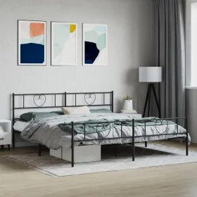 Black metal headboard and footboard bed frame 200x200 cm by , Beds and slatted bases - Ref: Foro24-355488, Price: 129,36 €, D...