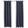 Cortinas opacas con anillas de metal 2 pzs antracita 140x225 cm