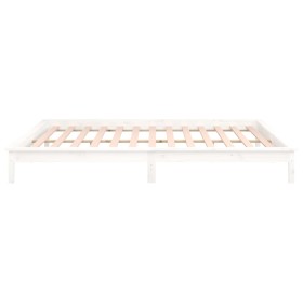 Bed frame with LED solid white wood 200x200 cm by , Beds and slatted bases - Ref: Foro24-820627, Price: 136,55 €, Discount: %