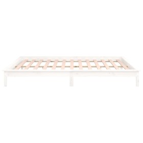 Estructura de cama con LED madera maciza blanca 200x200 cm