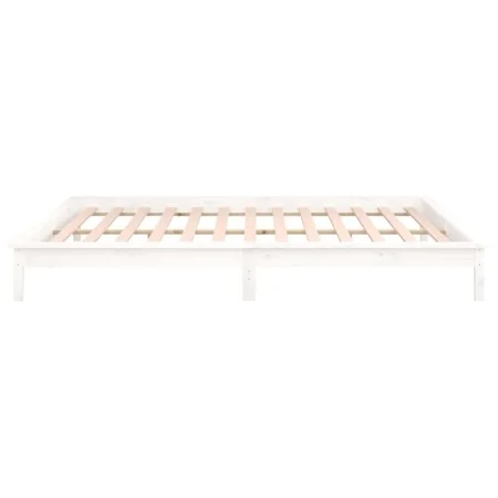 Bed frame with LED solid white wood 200x200 cm by , Beds and slatted bases - Ref: Foro24-820627, Price: 135,24 €, Discount: %
