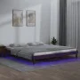 Bed frame with LED solid wood honey brown 160x200 cm by , Beds and slatted bases - Ref: Foro24-820619, Price: 118,42 €, Disco...