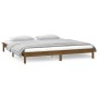 Bed frame with LED solid wood honey brown 160x200 cm by , Beds and slatted bases - Ref: Foro24-820619, Price: 119,58 €, Disco...