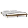 Bed frame with LED solid wood honey brown 160x200 cm by , Beds and slatted bases - Ref: Foro24-820619, Price: 118,42 €, Disco...