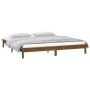 Bed frame with LED solid wood honey brown 160x200 cm by , Beds and slatted bases - Ref: Foro24-820619, Price: 119,58 €, Disco...