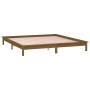 Bed frame with LED solid wood honey brown 160x200 cm by , Beds and slatted bases - Ref: Foro24-820619, Price: 119,58 €, Disco...