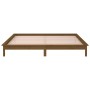 Bed frame with LED solid wood honey brown 160x200 cm by , Beds and slatted bases - Ref: Foro24-820619, Price: 119,58 €, Disco...