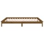 Bed frame with LED solid wood honey brown 160x200 cm by , Beds and slatted bases - Ref: Foro24-820619, Price: 119,58 €, Disco...