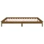 Bed frame with LED solid wood honey brown 160x200 cm by , Beds and slatted bases - Ref: Foro24-820619, Price: 118,42 €, Disco...