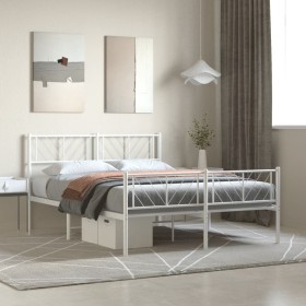 Estructura cama metal cabecero y pie de cama blanc