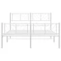 Metal bed frame with headboard and white footboard 140x190 cm by , Beds and slatted bases - Ref: Foro24-372246, Price: 95,89 ...