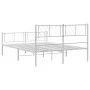 Metal bed frame with headboard and white footboard 140x190 cm by , Beds and slatted bases - Ref: Foro24-372246, Price: 95,89 ...