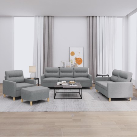 Juego de sofás con cojines 4 piezas tela gris claro by , Sofas - Ref: Foro24-3201544, Price: 653,33 €, Discount: %