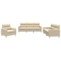 Juego de sofás con cojines 3 piezas tela crema by , Sofas - Ref: Foro24-3201538, Price: 623,68 €, Discount: %