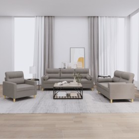 Sofagarnitur mit 3-teiligen Kissen, Stoff in Grau-Taupe. von , Sofas - Ref: Foro24-3201559, Preis: 630,56 €, Rabatt: %