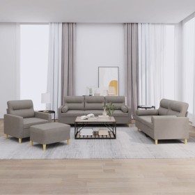 Juego de sofás con cojines 4 piezas tela gris taupe by , Sofas - Ref: Foro24-3201567, Price: 666,69 €, Discount: %
