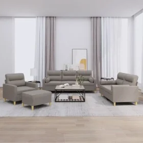 Sofagarnitur mit 4-teiligen Kissen, Stoff in Grau-Taupe. von , Sofas - Ref: Foro24-3201567, Preis: 704,41 €, Rabatt: %