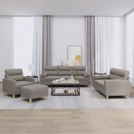 Juego de sofás con cojines 4 piezas tela gris taupe by , Sofas - Ref: Foro24-3201567, Price: 704,41 €, Discount: %