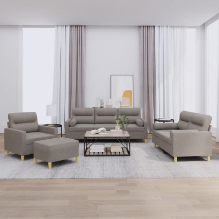 Sofagarnitur mit 4-teiligen Kissen, Stoff in Grau-Taupe. von , Sofas - Ref: Foro24-3201567, Preis: 666,54 €, Rabatt: %