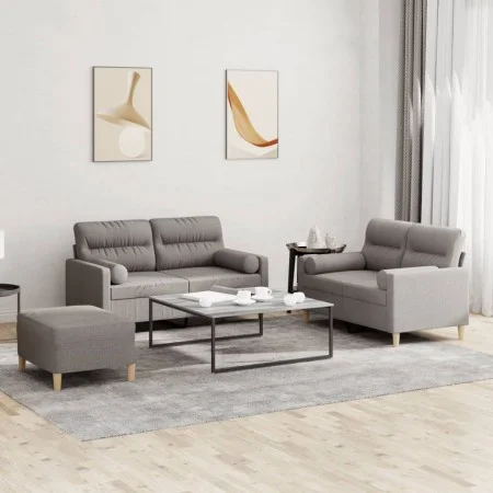 Juego de sofás con cojines 3 piezas tela gris taupe by , Sofas - Ref: Foro24-3201599, Price: 522,64 €, Discount: %
