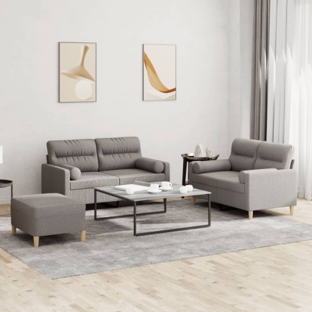 Sofagarnitur mit 3-teiligen Kissen, Stoff in Grau-Taupe. von , Sofas - Ref: Foro24-3201599, Preis: 494,83 €, Rabatt: %